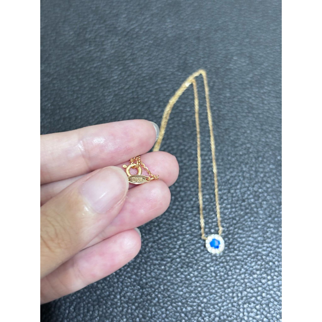 kalung ubs gold bulet batu biru bottega