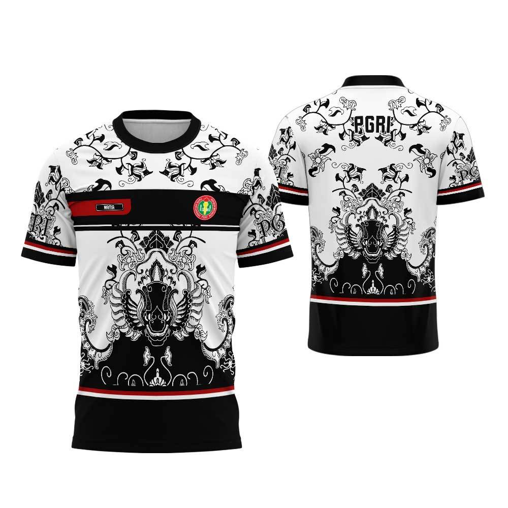Kaos Jersey PGRI Lengan Pendek Baju Olahraga Guru Batik PGRI Bisa Pake Nama/Sekolah