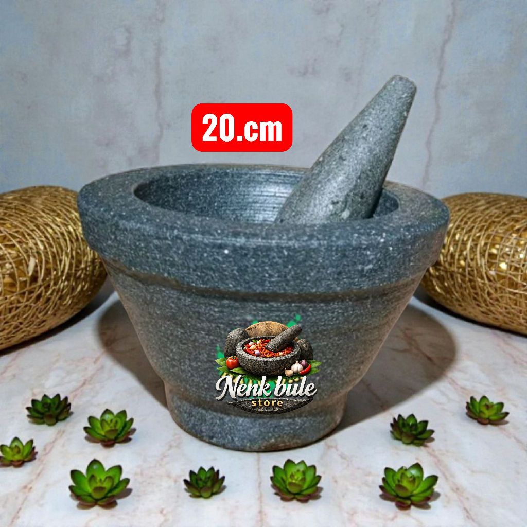 Lumpang batu asli 20 cm free tumbukan