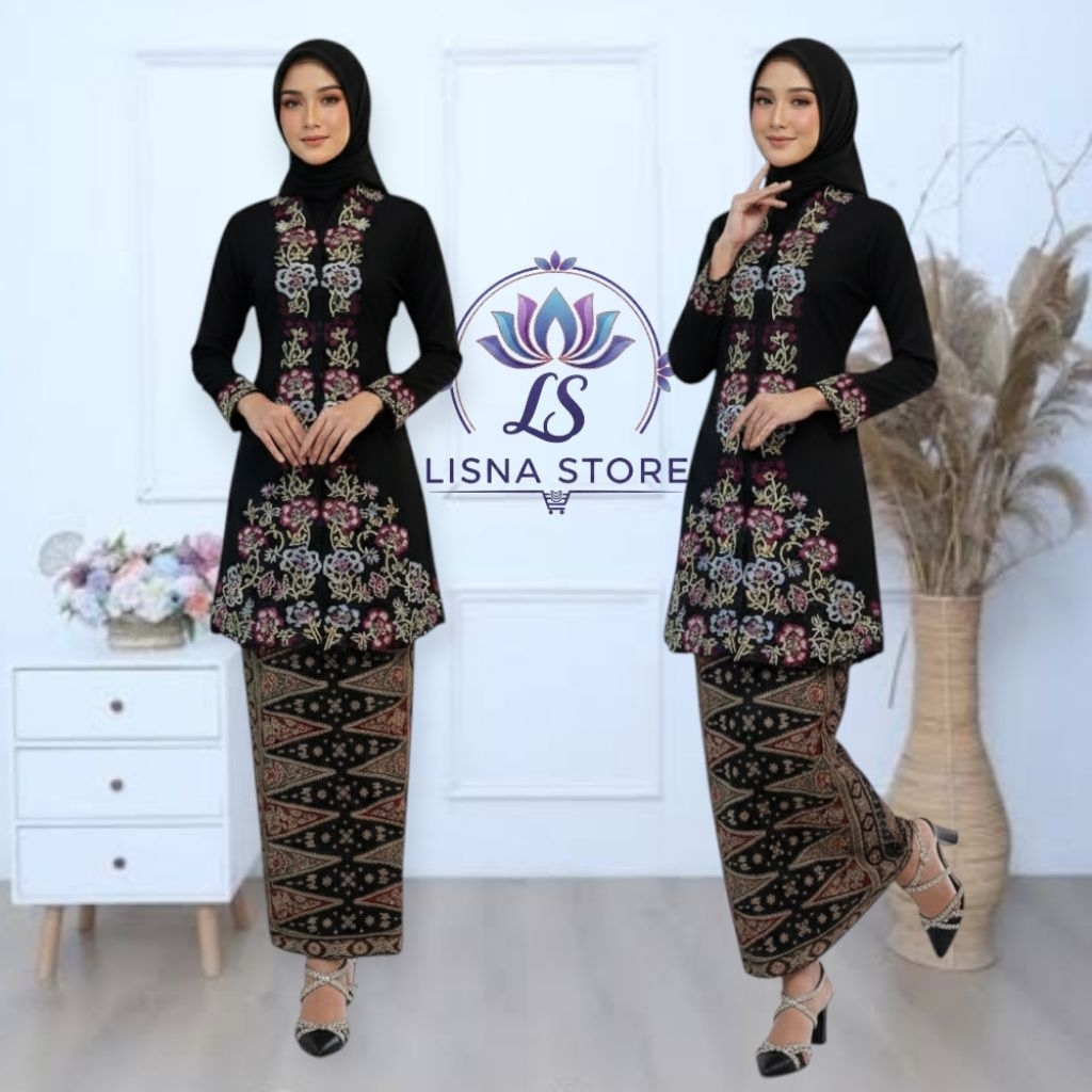 Kebaya Encim Dewasa Model Tunik Sulam Bordir Warna Motif Bunga Mawar Kebaya Encim Wanita Modern