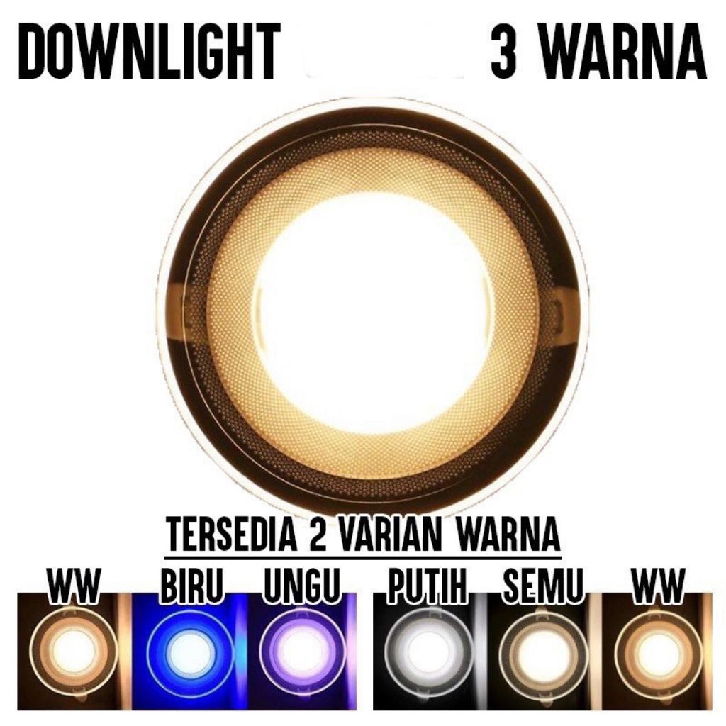 LAMPU DOWNLIGHT GLASS Panel  LED 3 warna /Lampu LED panel 3 warna