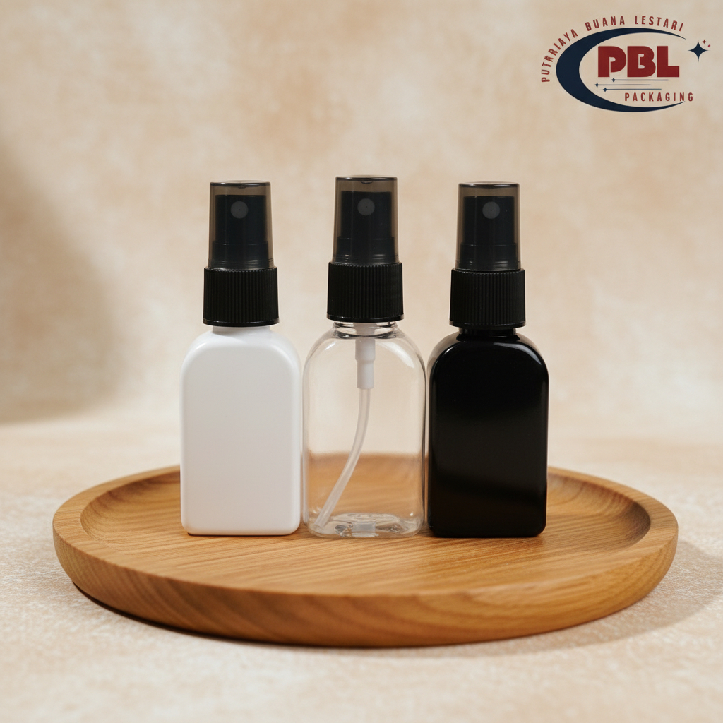 Botol Spray 30ml Kotak PET / Botol Face Mist Spray 30ml Kotak Tebal / Botol Plastik Spray 30ml Kotak