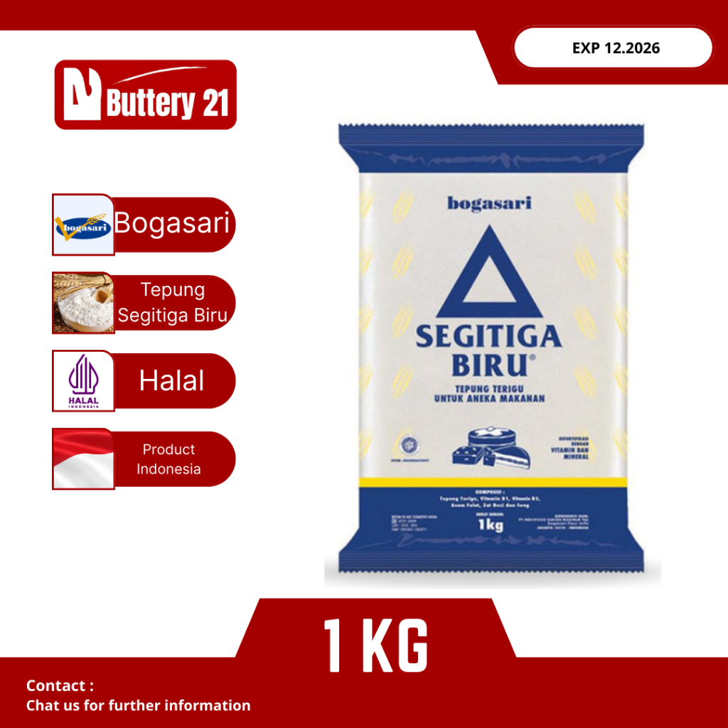TEPUNG SEGITIGA BIRU 1 KG/TEPUNG TERIGU SEGITIGA BIRU/BOGASARI SEGITIGA BIRU