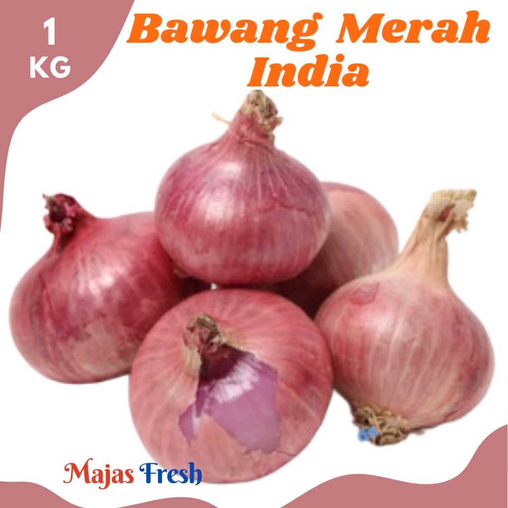 BAWANG MERAH INDIA BESAR Segar - Bawang Bombay Merah India Import Fresh | 1.000gr [ Berat Per KG ]