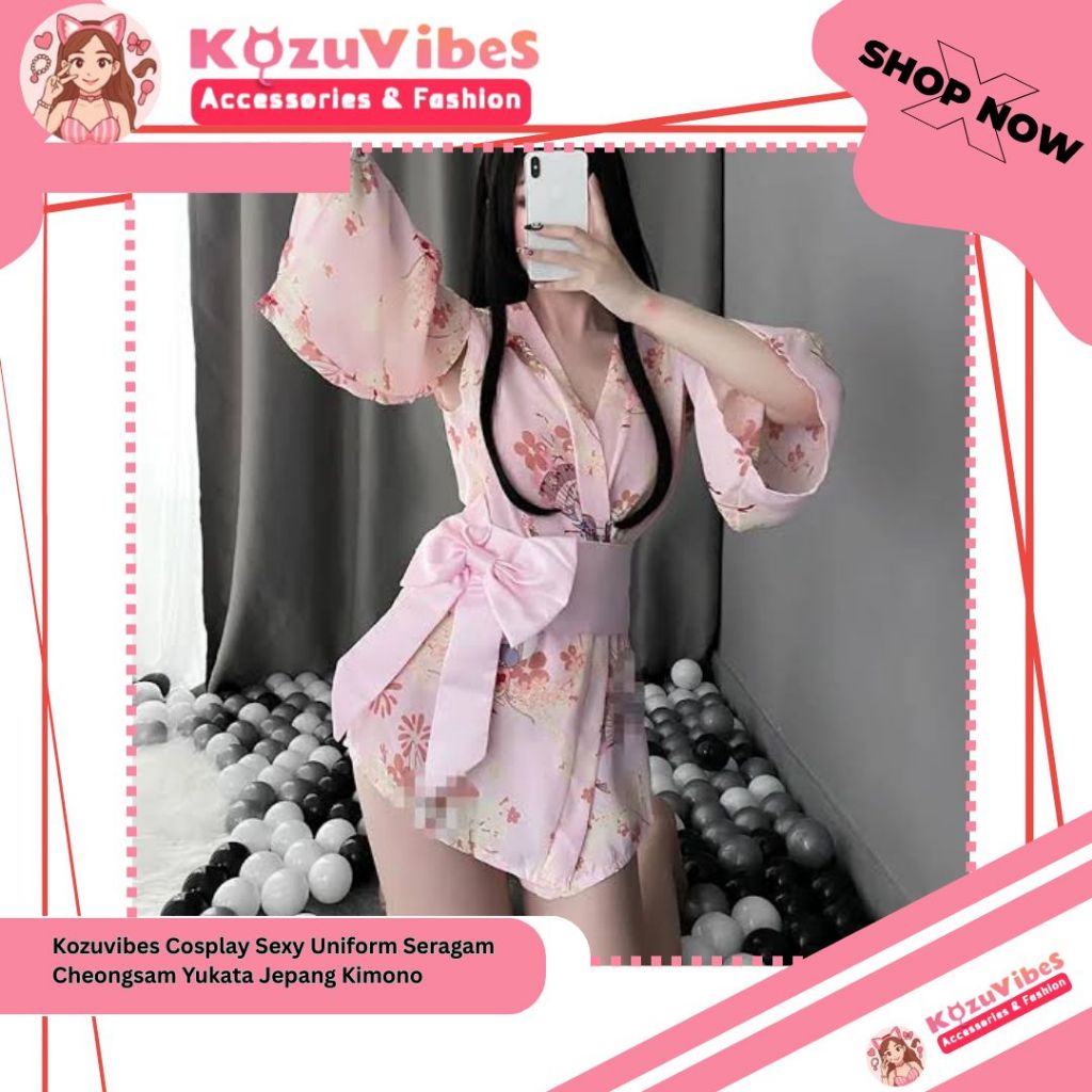 Kozuvibes Cosplay Sexy Uniform Seragam Cheongsam Yukata Jepang Kimono