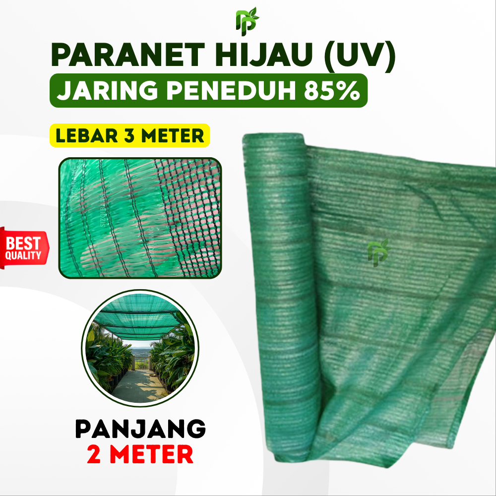 Jaring Peneduh Paranet Hijau (UV) 85% Lebar 3 Meter x Panjang 2 Meter