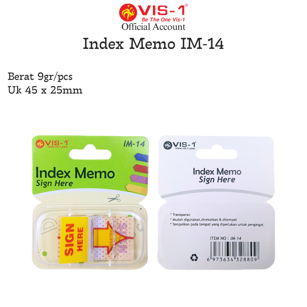 Index Memo Aestetic VIS-1 IM-14 / Post It Sign Here / Penanda Kertas