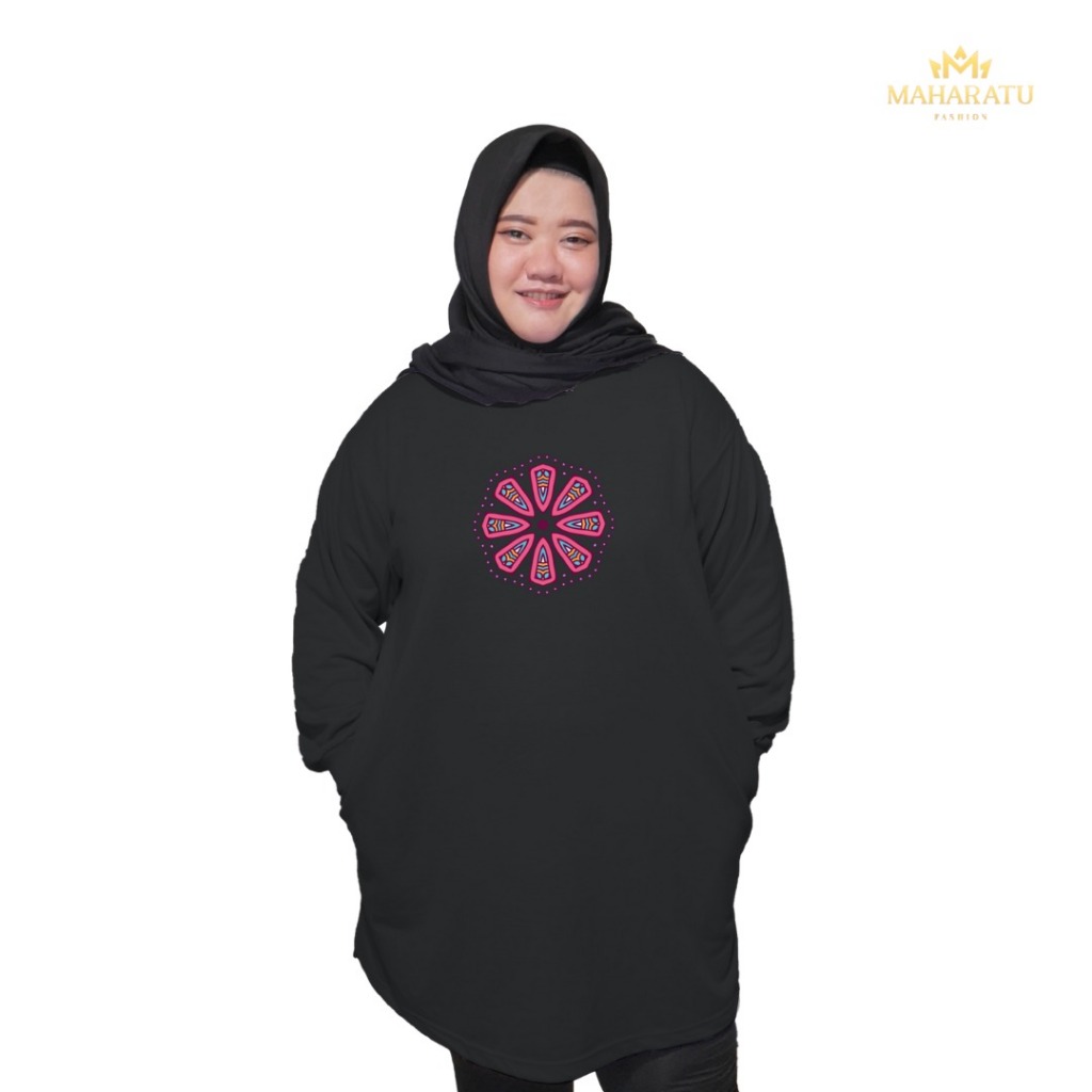 MF - Atasan Tunik Wanita Jumbo LD 140 Kaos Wanita Oversize Lengan Panjang Tunik Motif Modern Babyter