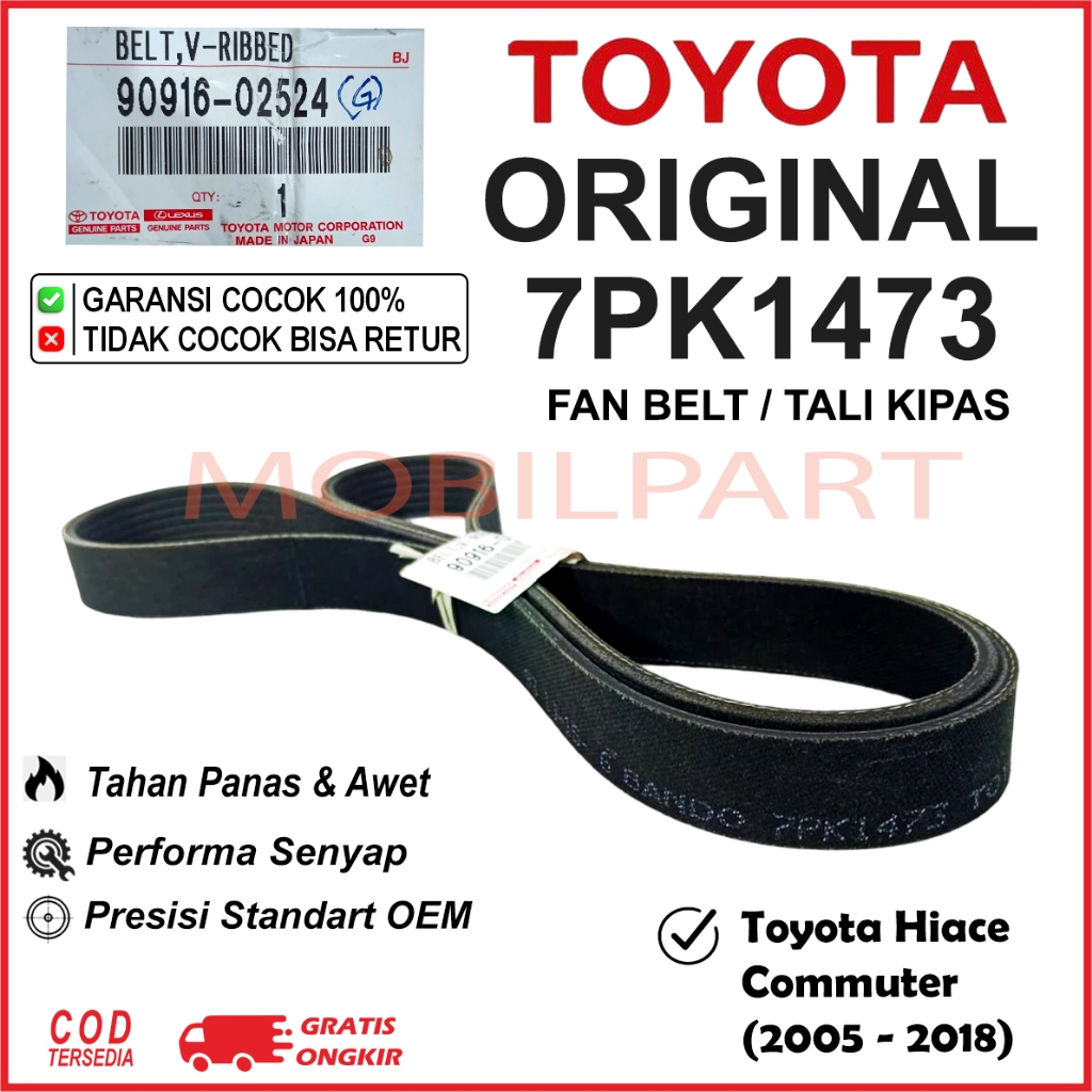 Fan Belt 7PK1473 Hiace Commuter (2005 - 2018) Toyota Original | Tali Kipas 7PK 1473