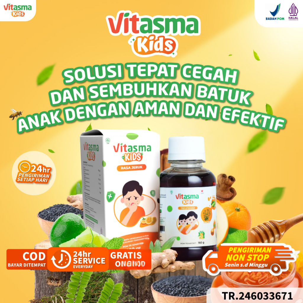 Madu Anak VITASMA KIDS Obat Batuk Herbal Bantu Atasi Batuk Berdahak Kering Gejala Asma Pilek Flu Ses