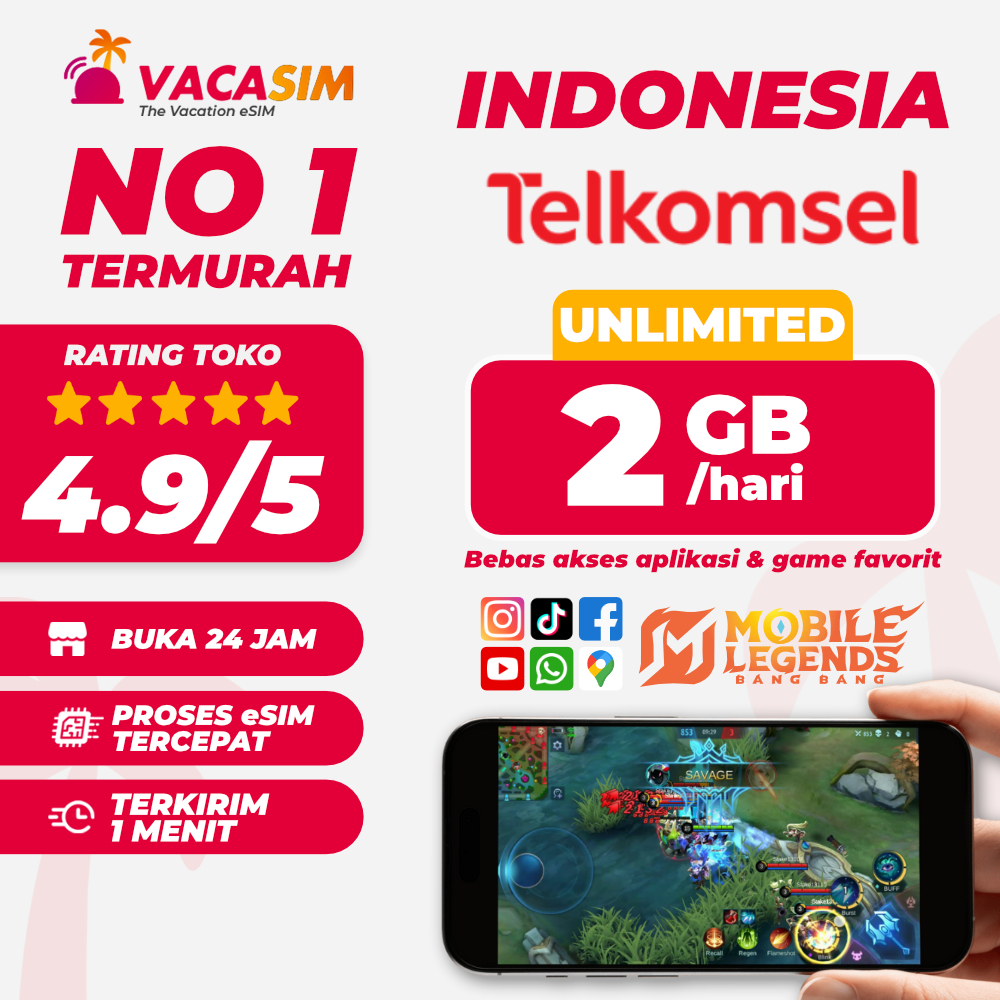 eSIM Roaming Indonesia TELKOMSEL Unlimited Kuota Data Internet | Solusi IMEI Blokir | IPhone Inter