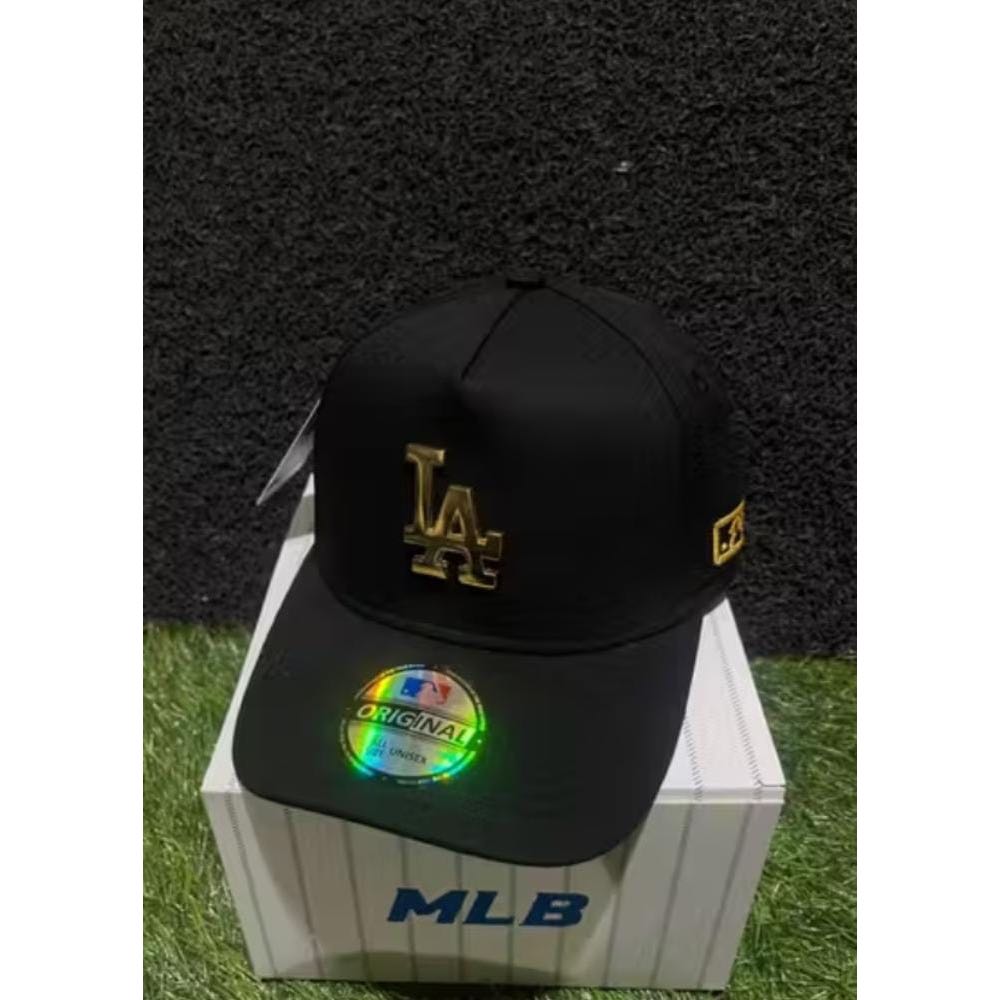 TOPI BASEBALL MLB LA METAL GOLD LOGO ORIGINAL BLACK CAPS / TOPI PRIA WANITA / TOPI FULL SET