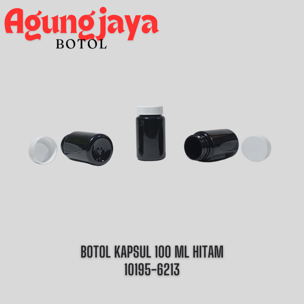 Botol Kapsul Pet 100 Ml Ps Hitam / Botol Obat 100 ml / Botol Kapsul / Botol Obat Hitam