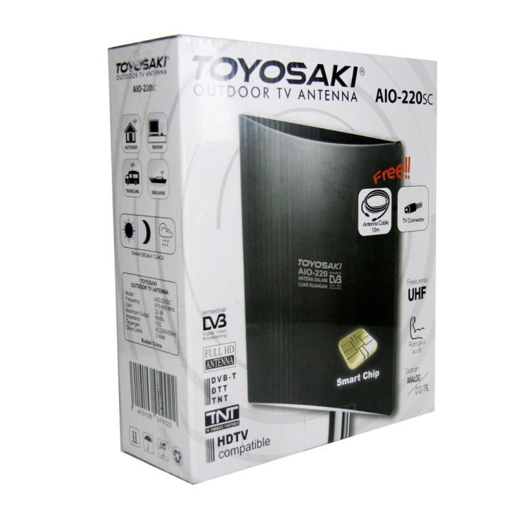 Antena tv digital INSTANT READY Toyosaki AIO-220 AW antena luar antena dalam plus kabel 10M untuk se