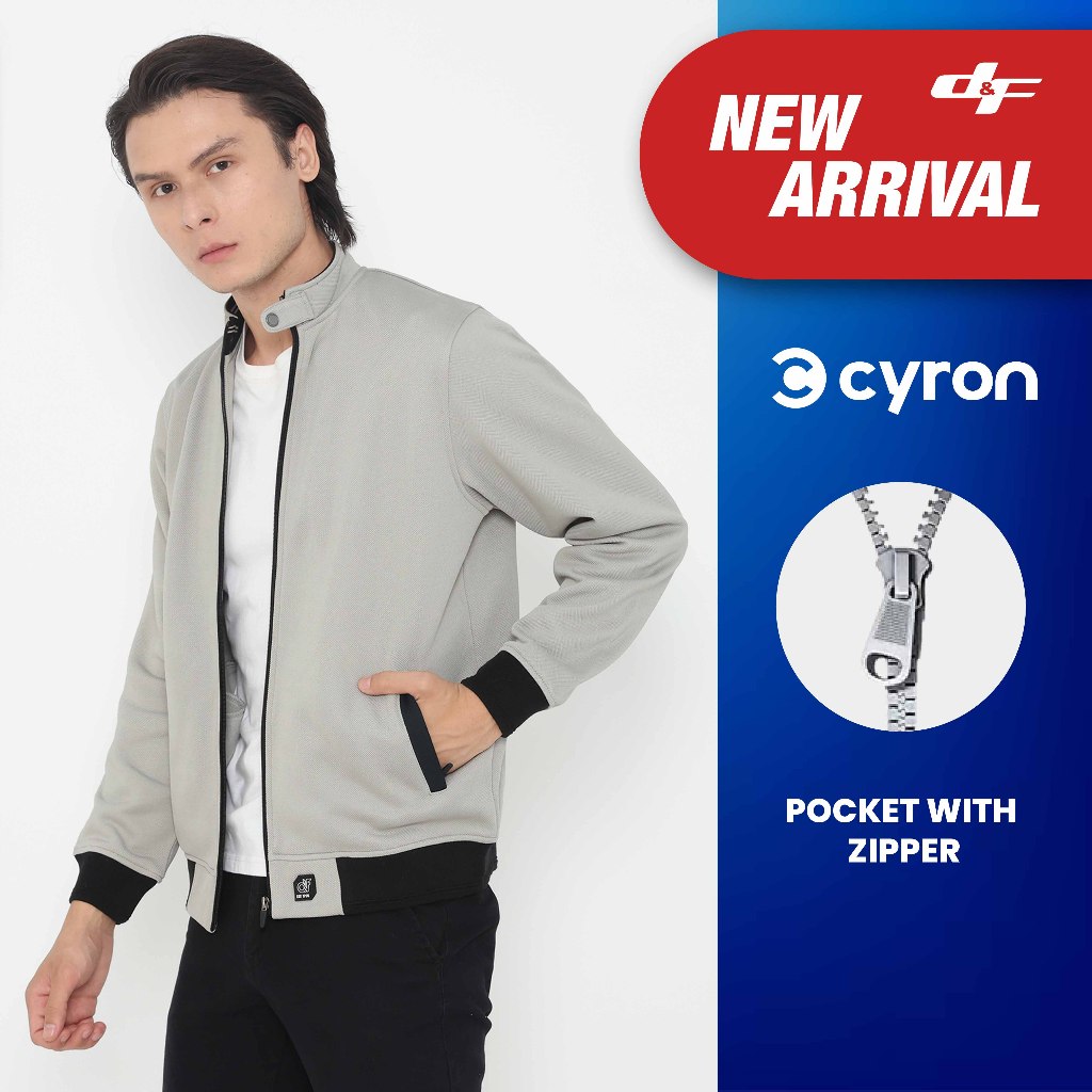 d&f CVC Jaket Biker pria - abu muda