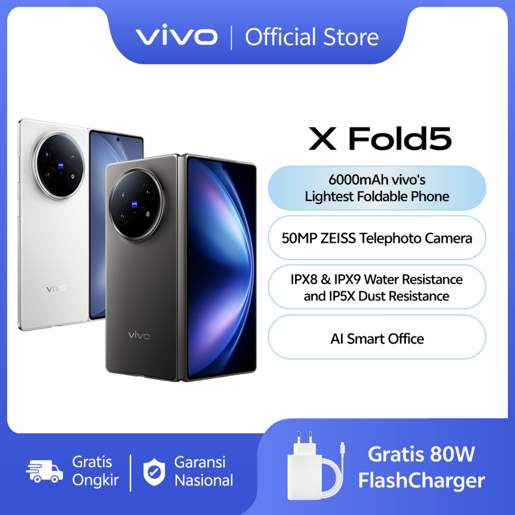 [NEW LAUNCH] vivo X Fold5 (16/512) - 6000mAh vivo's Lightest Foldable Phone, 80W FlashCharge, Zeiss 