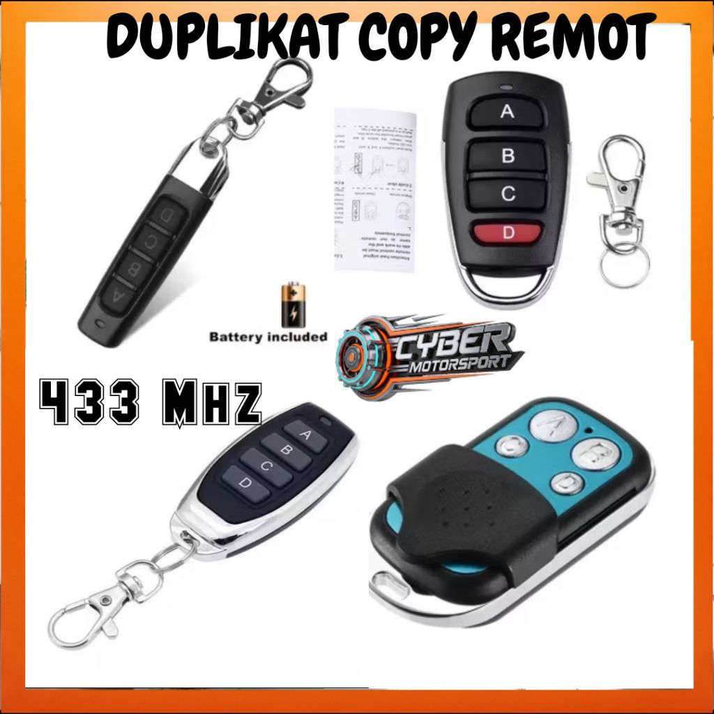 Remot duplikat kloning frekuensi 433Mhz . Remot kontrol pengganti atau duplikat remot lama. mobil mo