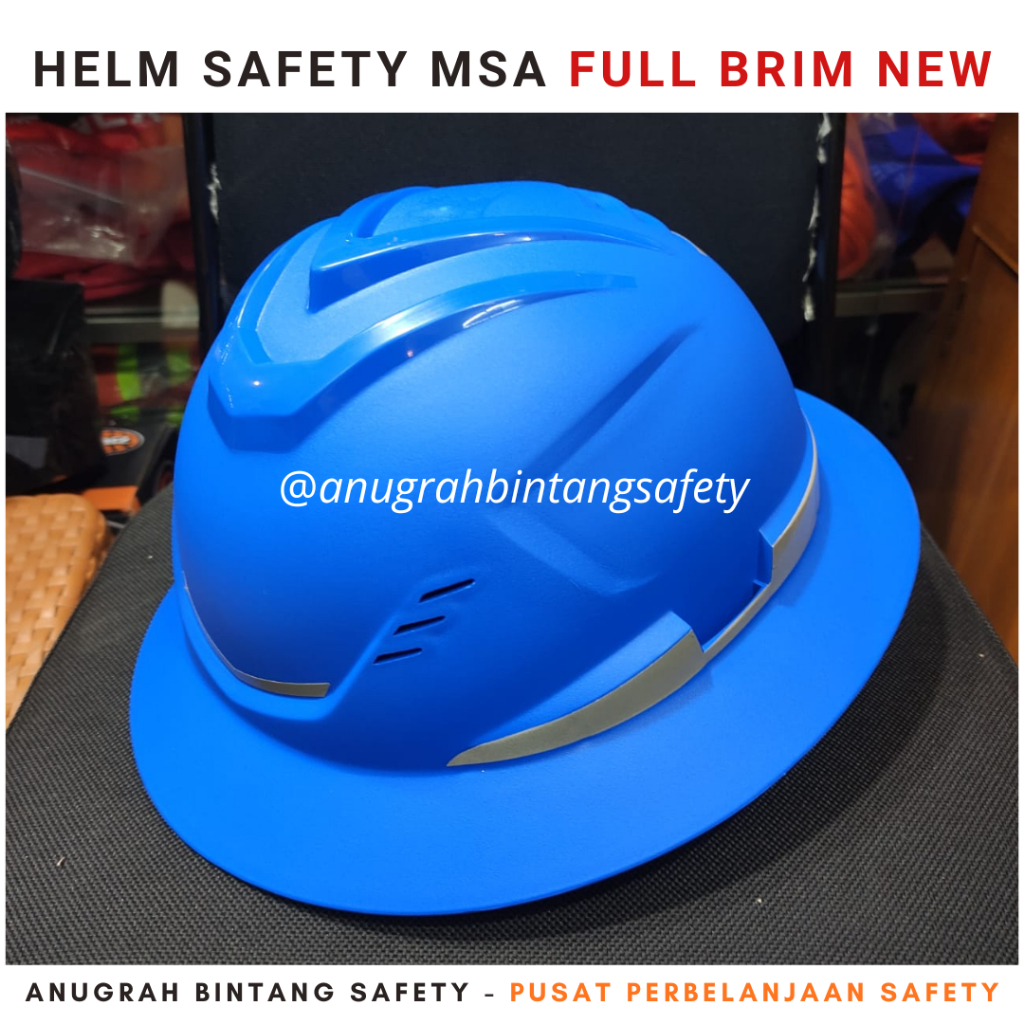 Helm Safety Msa Full Brim New Warna Biru