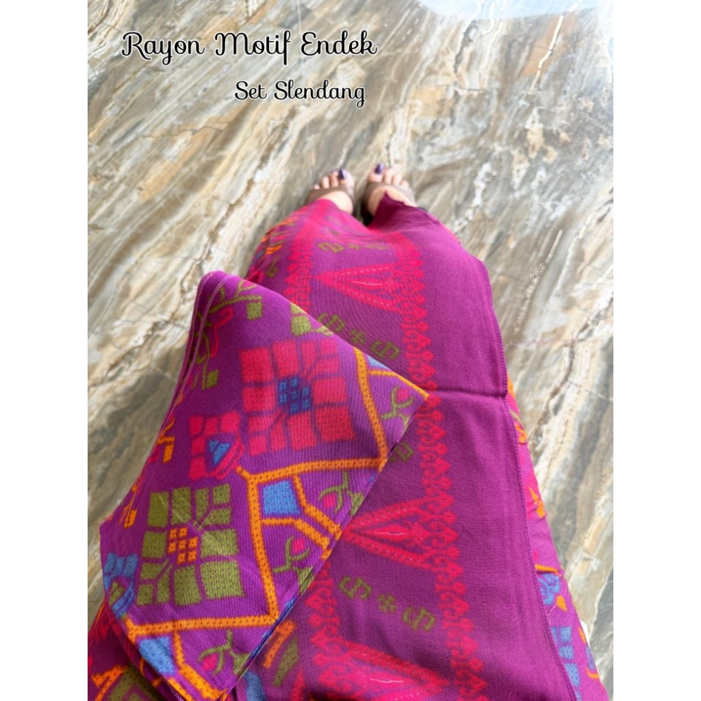 Kamen Rayon Motif Jumputan Set Selendang