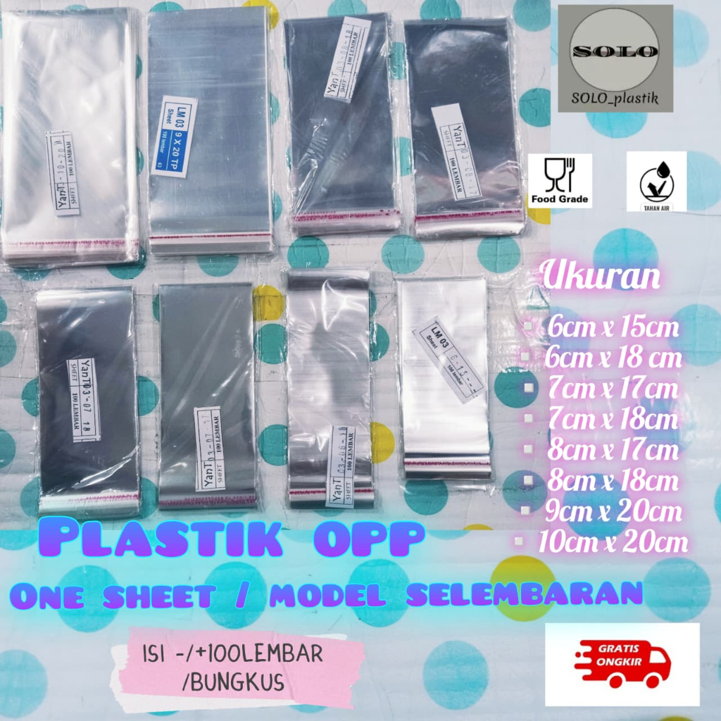 Plastik OPP selembar- one sheet risol dadar gulung 7x18 8x18 9x20  isi 100 lembar plastik makanan gu