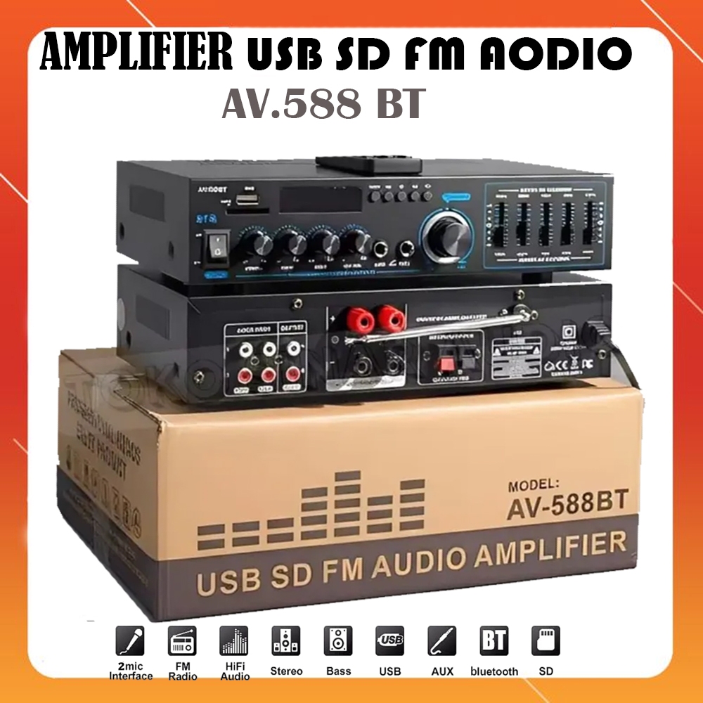 Amplifier FLECO AV-588BT Fitur Komplit Bluetooth / Karaoke / USB / SD Card / Radio FM
