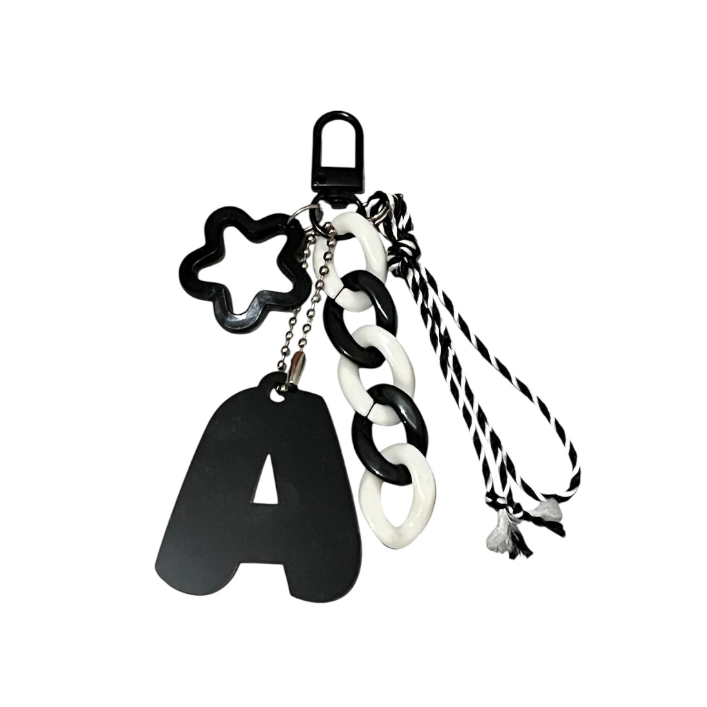 (Kode A-Z) Gantungan Kunci Unik Cute Keychain Aesthetic /Gantungan kunci bulat huruf/ Bag Charm Ganc