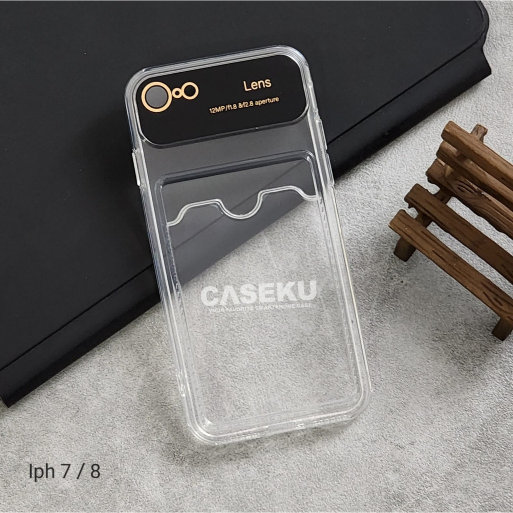 Card Case Bening Slot Kartu + Big Lens Kamera for Iphone 7 Iphone 8Iphone 7 Plus Iphone 8 Plus Iphon