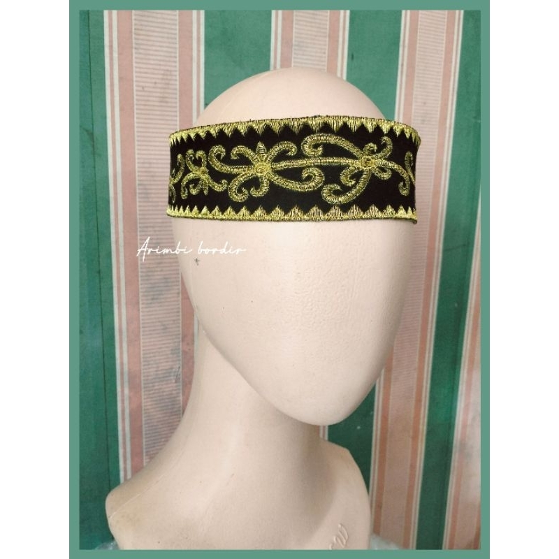 Bordir aksesoris ikat kepala motif DAYAK/bahan BLUDRU