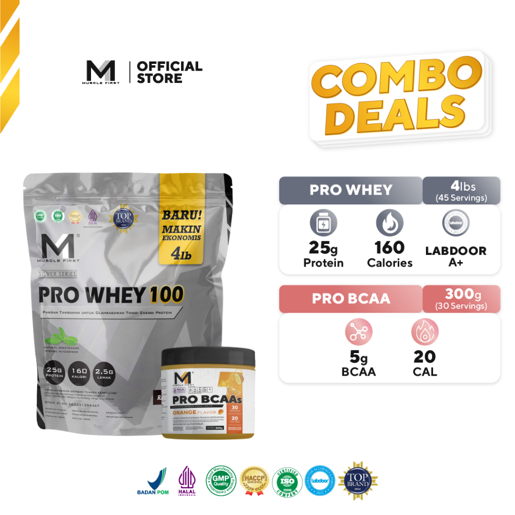 [BUNDLE] MUSCLE FIRST Whey 100 4lbs + Bcaa 300gr - Suplemen Fitness