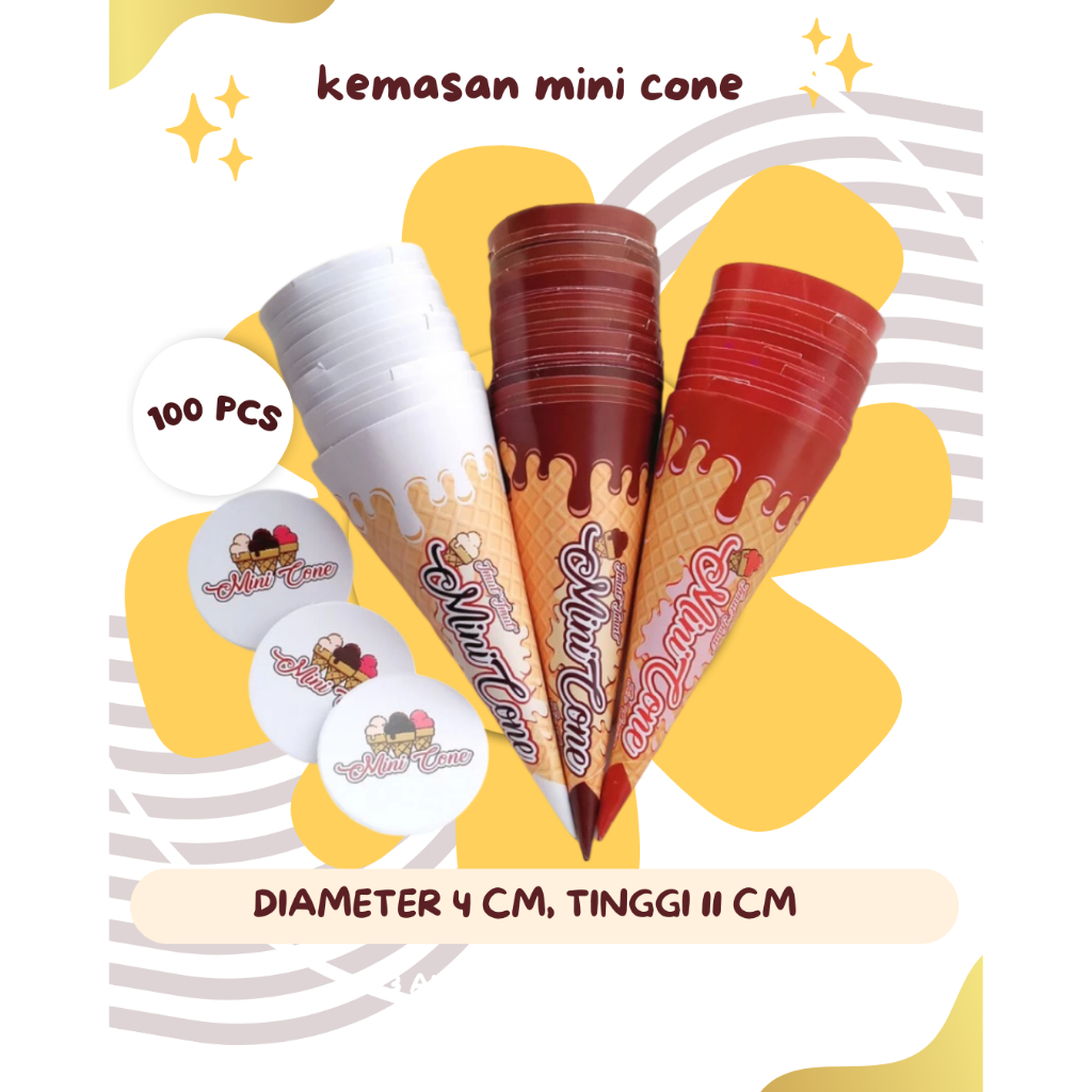 Jual Bungkus Es Krim Cone Mini  Model Kemasan Es Krim Cone Mini Cone Es Krim Mini Isi 100 Pcs