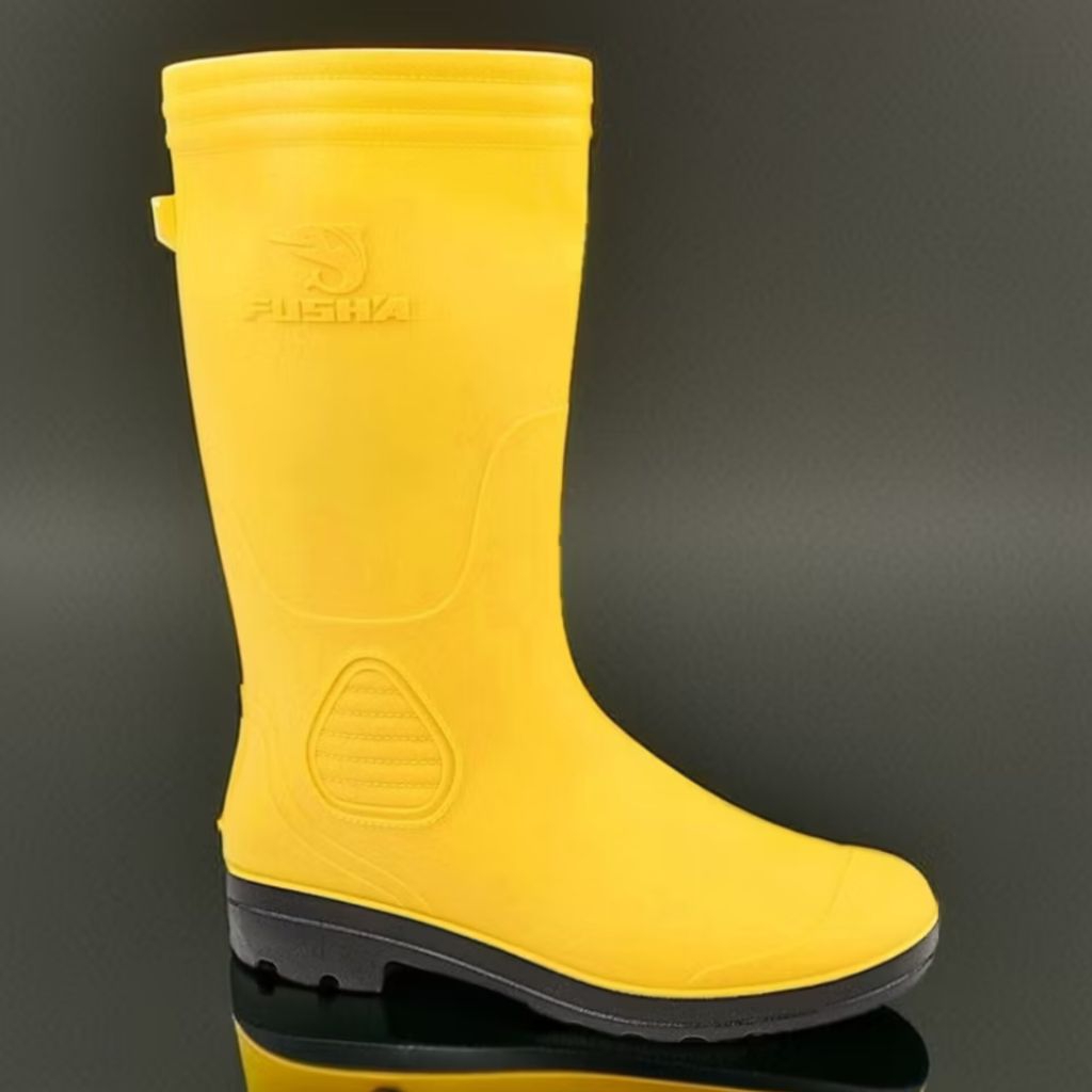 Sepatu Safety FUHSA Ujung Besi Boot Karet Kuning / Safety Boot Fusa Kuning