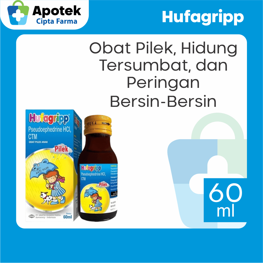Hufagripp Pilek 60 ml Pseudoephedrine Hci Chlorphenamine Maleate Obat Peringan Bersin Bersin Pilek F