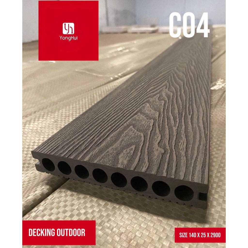 Decking WPC Outdoor Motif Kayu Lantai Decking Kayu Kolam Renang / Taman flooring