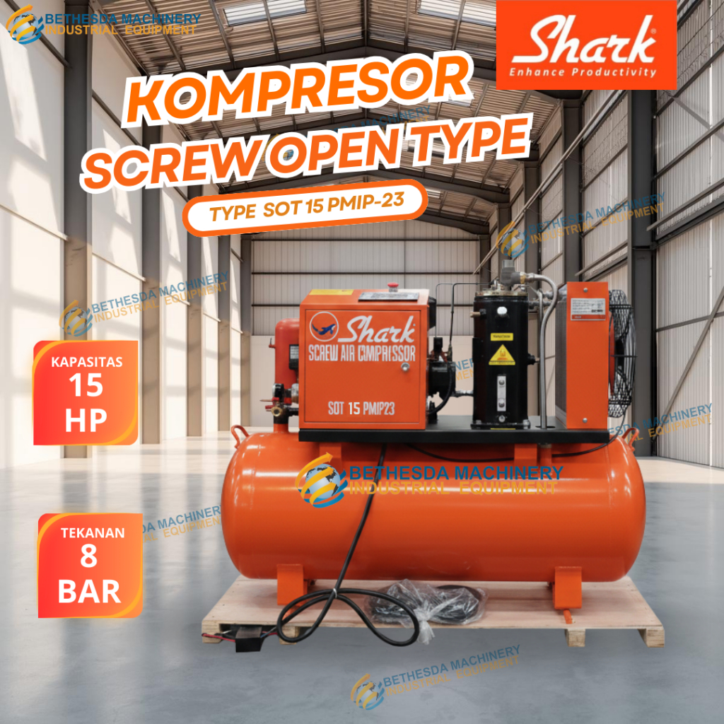Shark Kompresor Angin Screw 15HP - Air Compressor Shark SOT 15 PMIP23 Tangki + Inverter