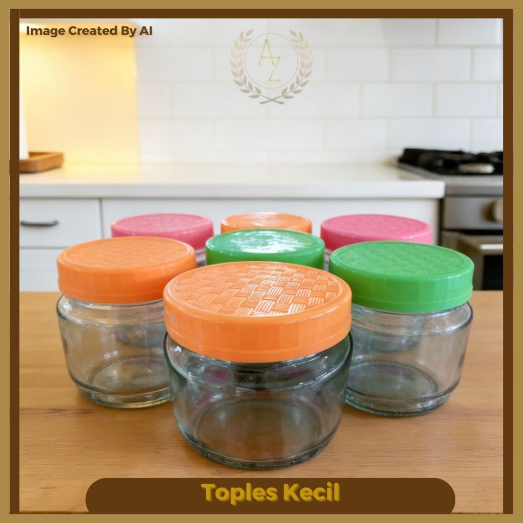 Toples kaca kecil + Tutup plastik 1 pcs / Toples keil murah /Toples berkualitas tinggi /toples bagus