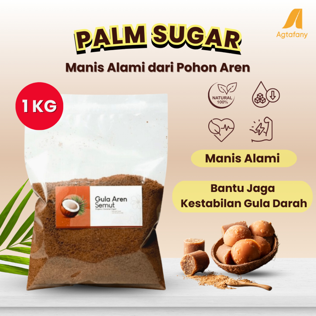 Gula Semut Aren 1 kg 100% Murni | Brown Sugar Palm Bubuk Sehat IG Rendah untuk Diet & MPASI