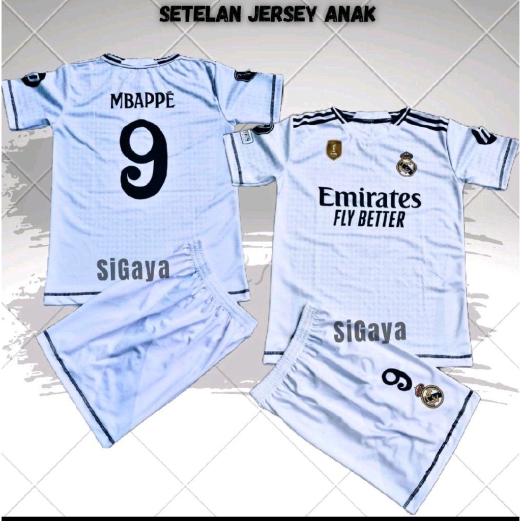 Stelan Jersey RealMadrid24 Anak– Baju Bola Kids Fullset Cewek Cowok