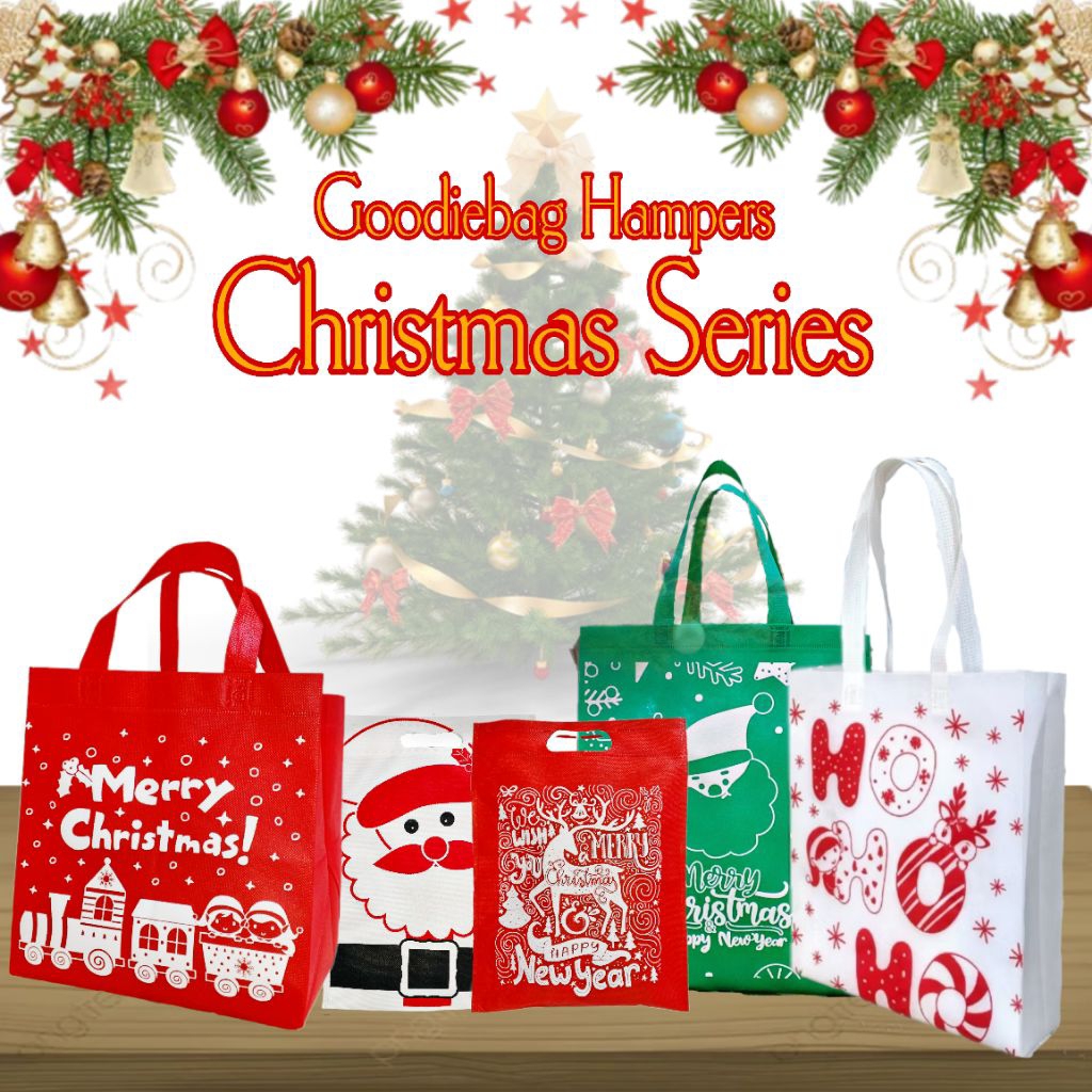 Goodiebag Natal bahan Spunbond | Tas parcel Natal | Tas Hampers Christmas | Bingkisan Souvenir Natal