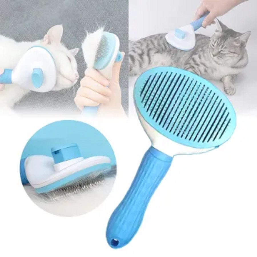 Sikat Pembersih Bulu Kucing Anjing warna Biru/Abu-abu/Pink