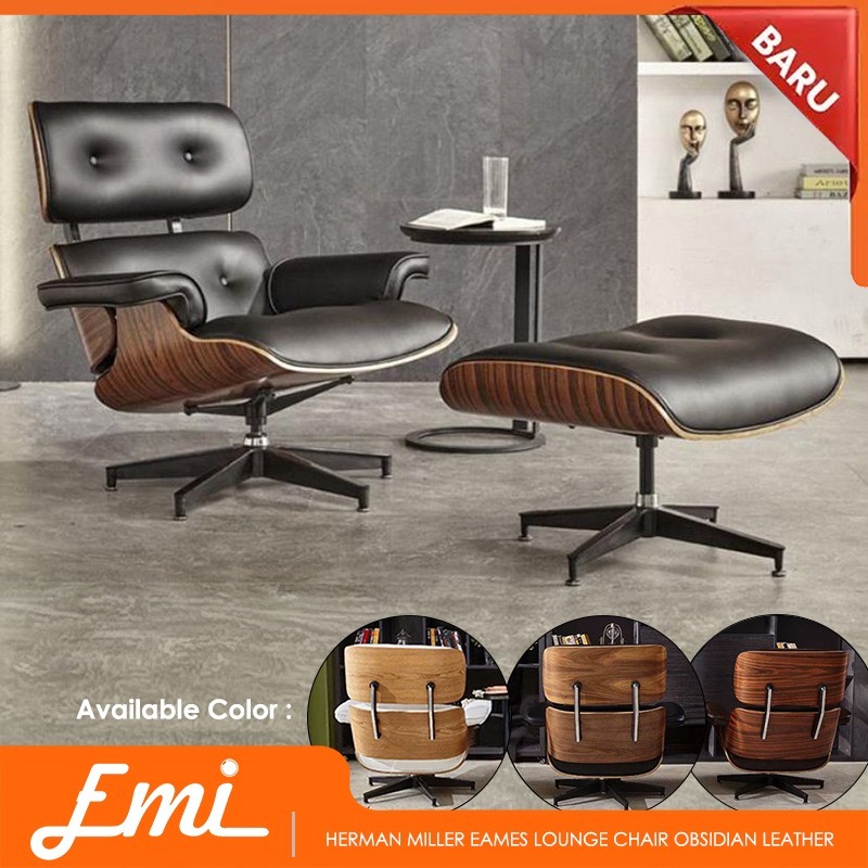 Herman Miller Eames Lounge Chair Santos Chair Tall Obsidian Leather Kursi Mewah