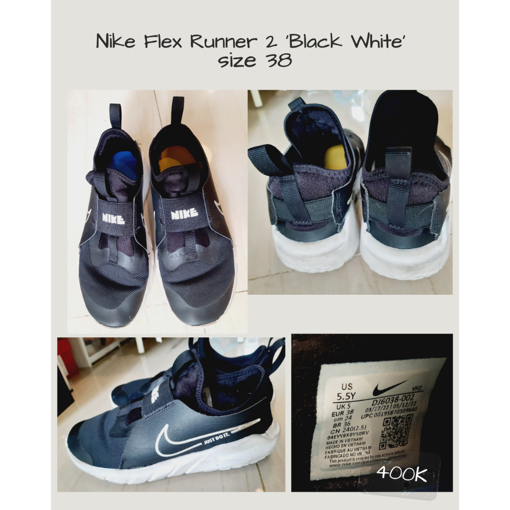 Preloved sepatu anak laki-laki Nike Flex Runner 2 'Black White'