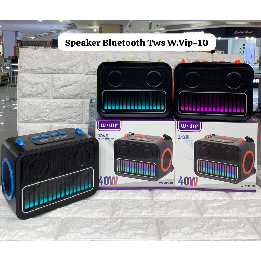 Speaker Bluetooth TWS W.VIP-10 RGB LED Bass Subwoofer Wireless Portable  Speker Blutut Music Box
