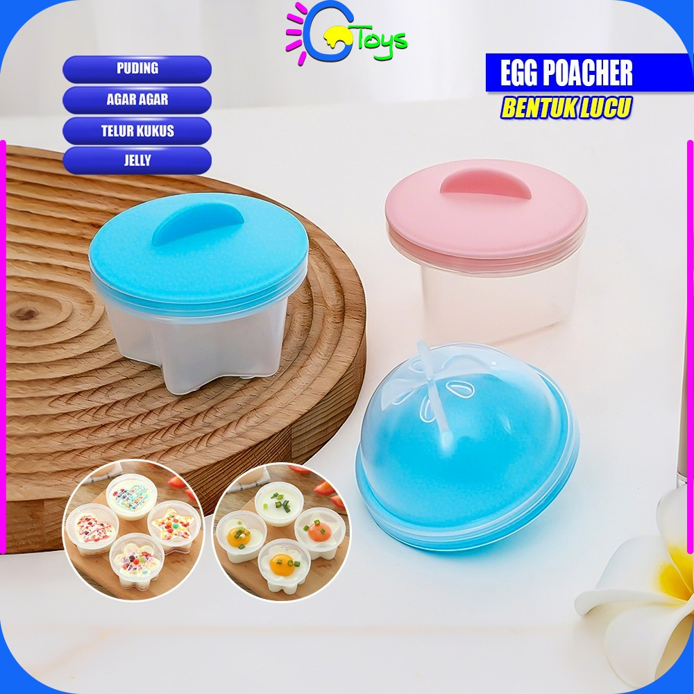 CR-C1437 Cetakan Telur Kukus Dessert Bentuk Lucu / Cetakan Steamer Telor Egg Poacher / Cetakan Jelly