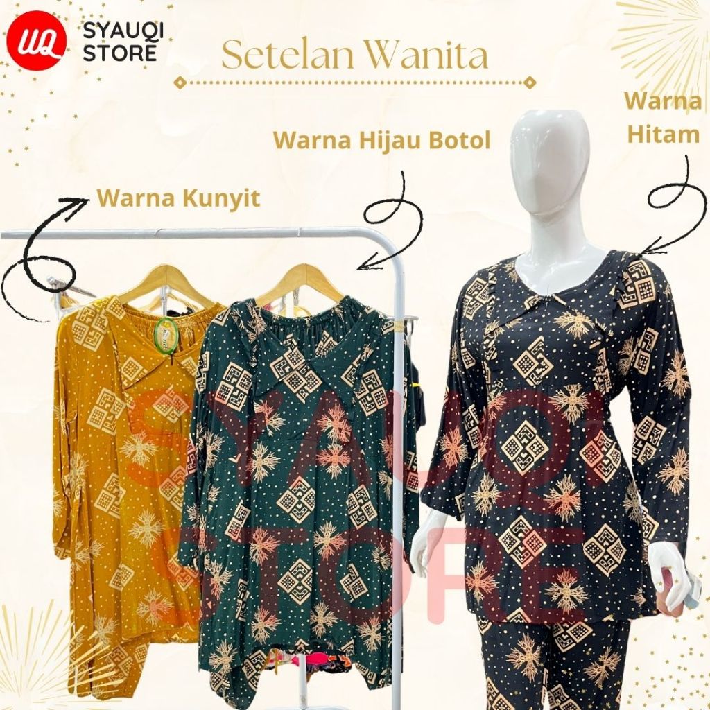 Setelan Batik Wanita Modern (Atasan & Celana Panjang)