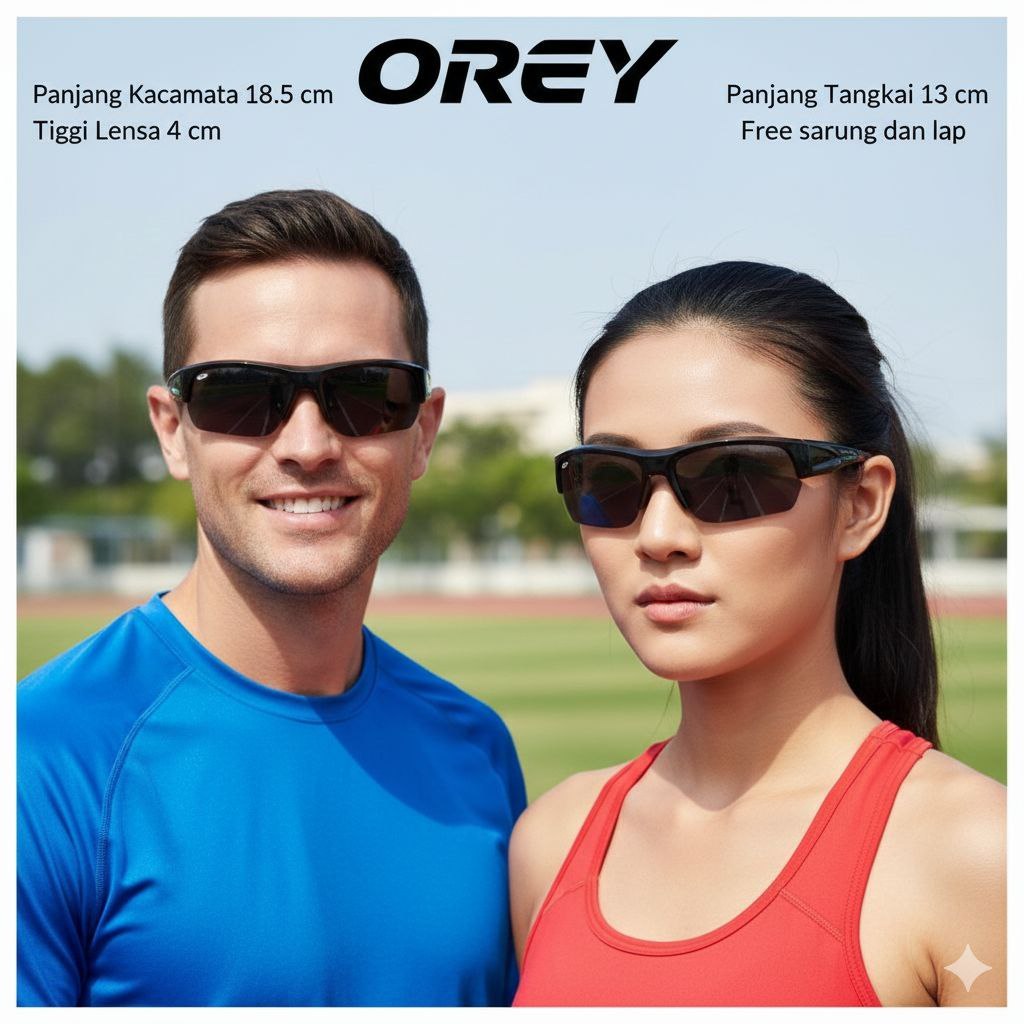 Kacamata Orey Sport Pria Fashion Driving Unisex Kacamata Safety Free Sarung + Kain Lap