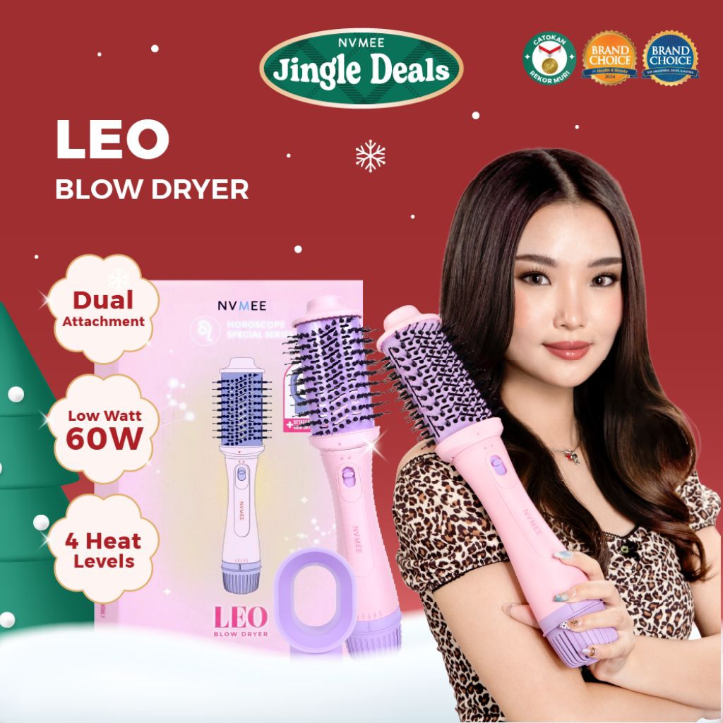 NVMEE - LEO Blow Dryer Sisir Pengeriring Hot Air 2in1 Low Watt Natural Blow With Volume