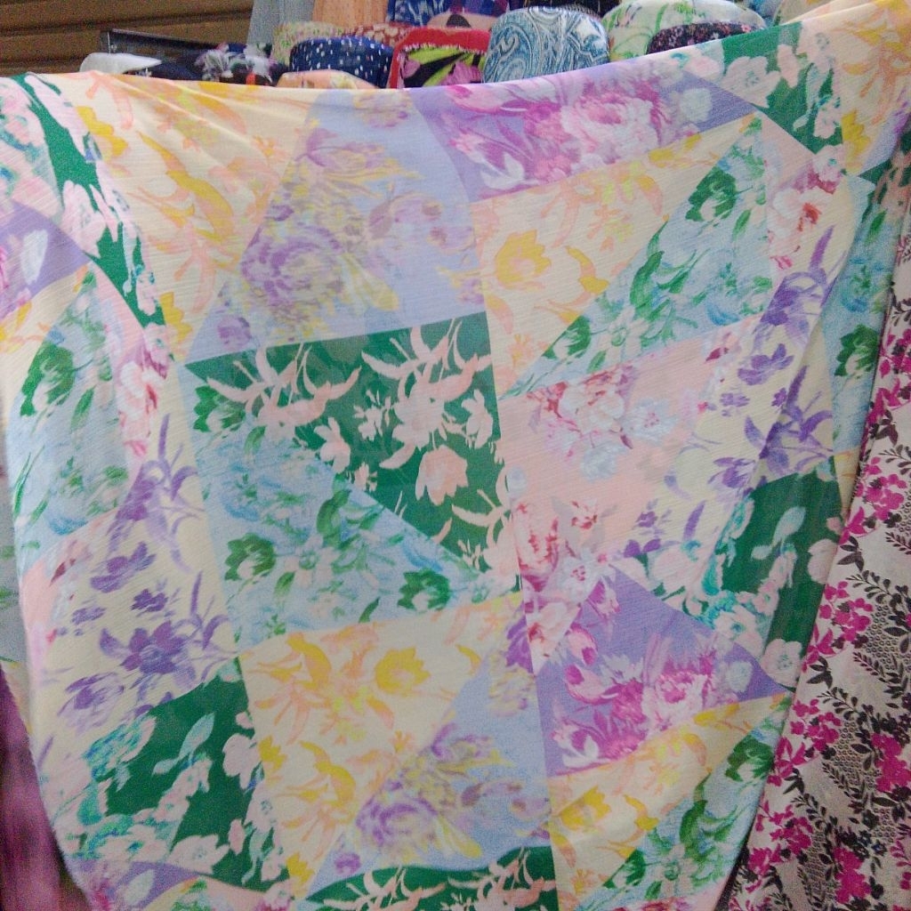 Kain Bahan SIFON CERUTY YORYU Premium Motif Bunga & Abstrak - Tekstur Crinkle Lembut - Per 0.5 Meter