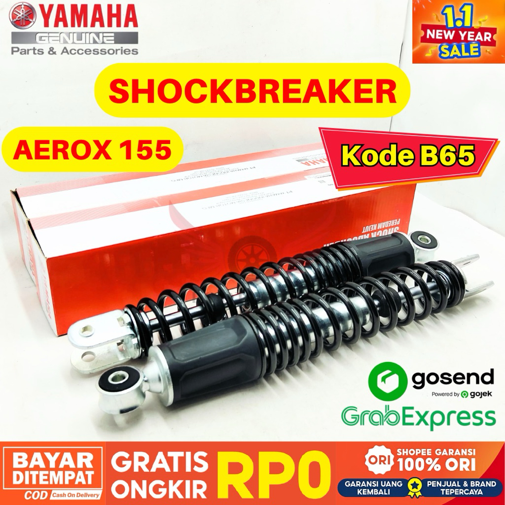 B65 SHOCKBREAKER SEPASANG KANAN KIRI AEROX 155 ORIGINAL YAMAHA GENUINE PARTS, SHOCKBREAKER ORIGINAL 