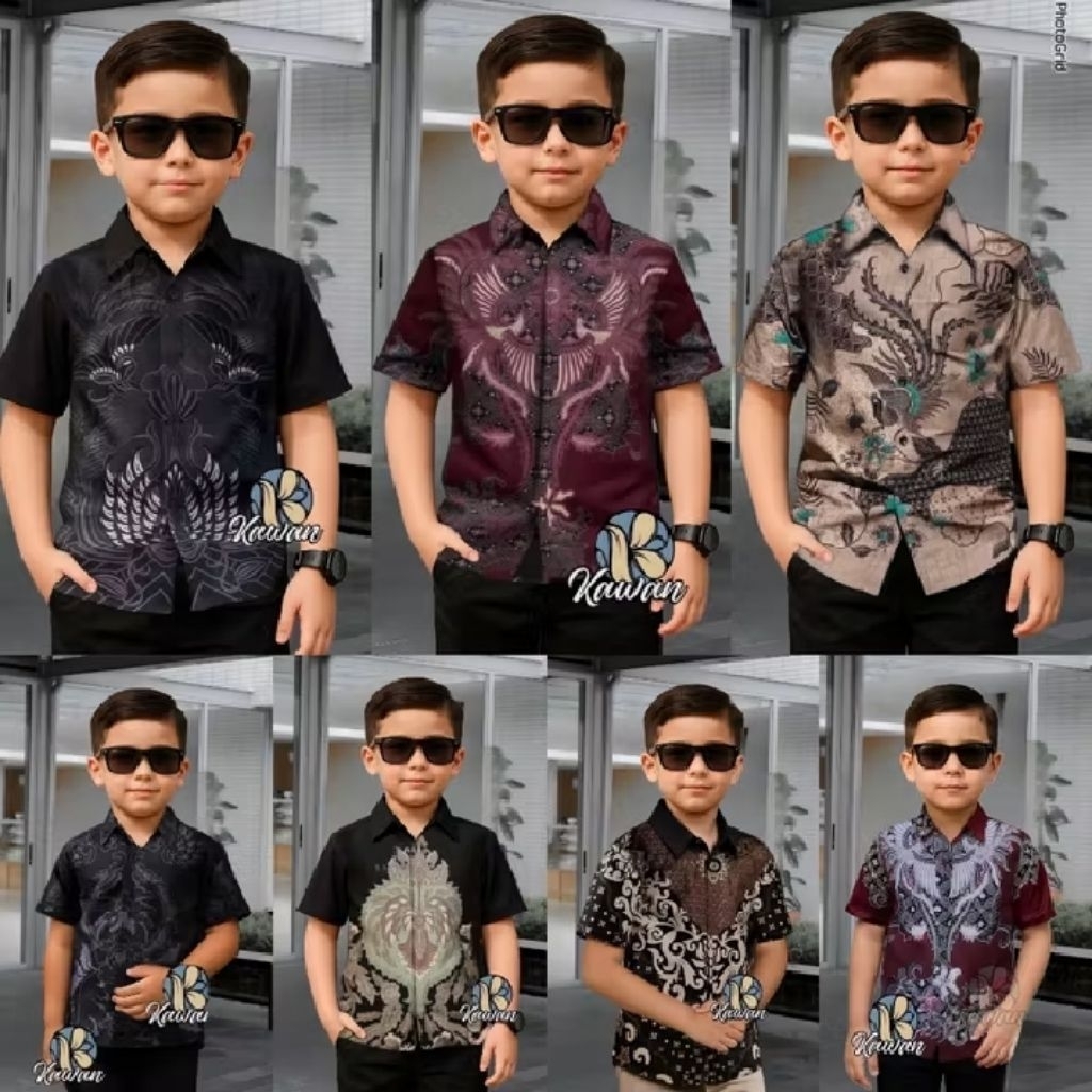 Kemeja Batik Anak - batik anak - baju batik anak laki laki umur 2-12 tahun hem batik anak pendek Bat