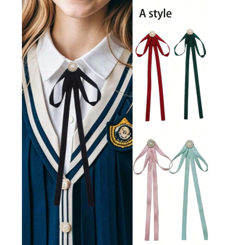 A Handcrafted Simple School-Style Solid Color Ribbon Women's Bow Tie And Collar Flower.
